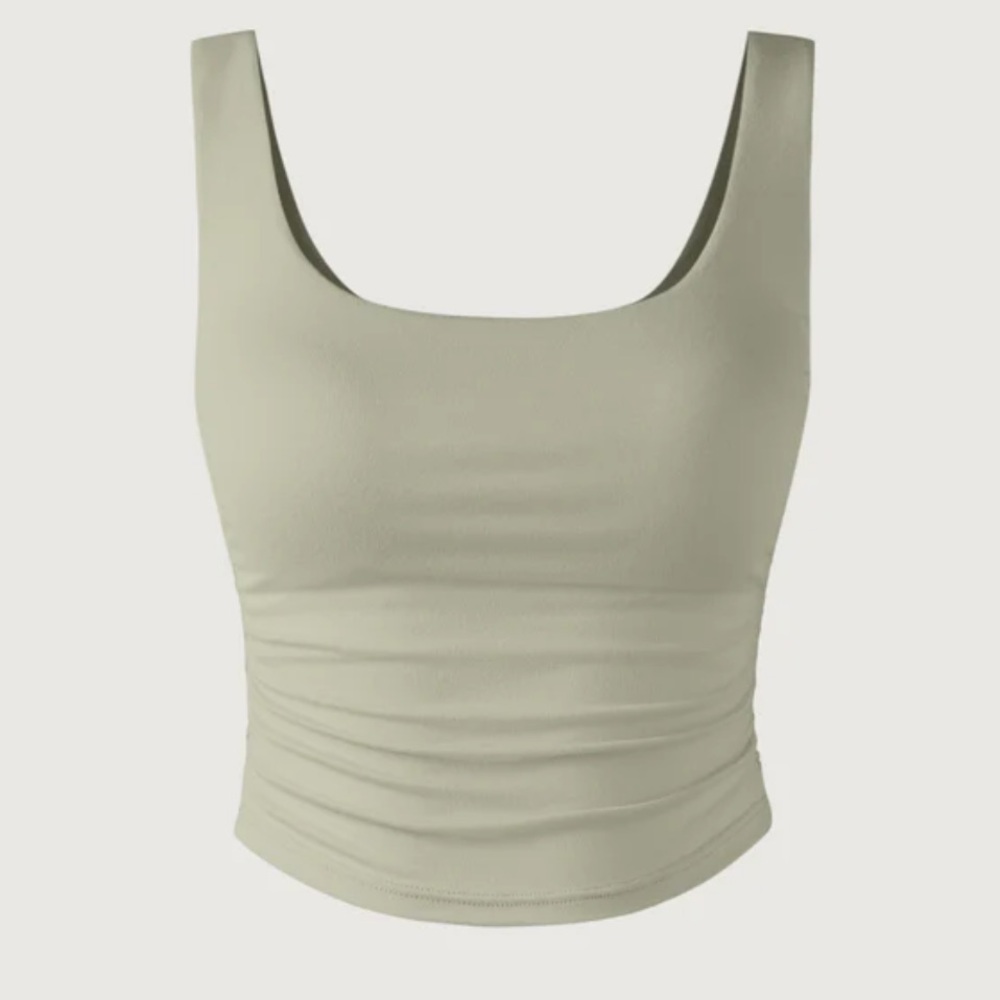 Eco-SkinKiss®2.0 Ruched Sides Square Brami Tank Top - Soft Lily